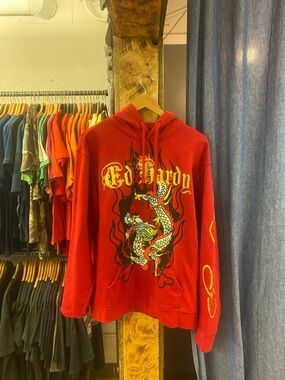 Vintage Ed Hardy Red Dragon Hoodie
